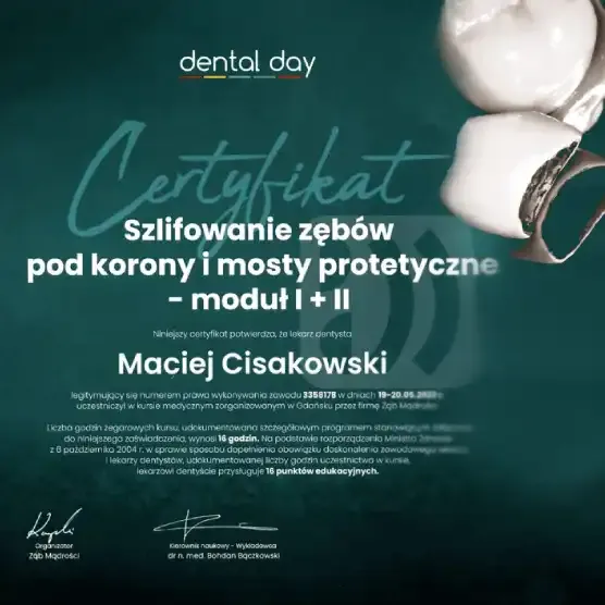 Maciej Cisakowski - Szlifowanie zębów pod korony i mosty protetyczne - moduł I + II