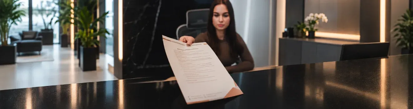 Przekazanie dokumentu pacjentowi w recepcji ProDent
